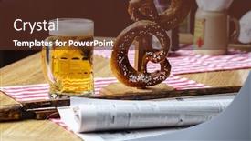  Presentation with oktoberfest - Presentation design enhanced with beer and pretzel oktoberfest background and a tawny brown colored foreground