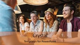  Presentation with people talking - Slide set consisting of beer and talking at bar background and a coral colored foreground