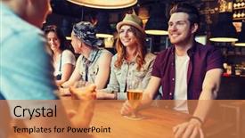  Presentation with people talking - Audience pleasing PPT theme consisting of beer and talking at bar backdrop and a  colored foreground
