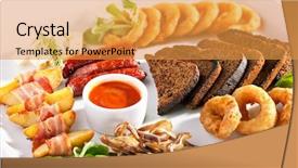  Presentation with appetizer - Theme enhanced with beer appetizer set with spicy sauce background and a gold colored foreground