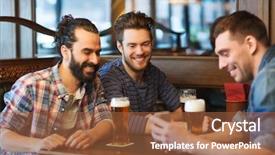  Presentation with people mobile technology - Audience pleasing PPT theme consisting of beer at bar or pub backdrop and a tawny brown colored foreground