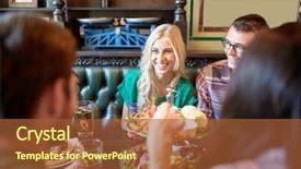  Presentation with eating fish and drink water from pollution oceans - Colorful slide deck enhanced with beer at restaurant or pub backdrop and a red colored foreground