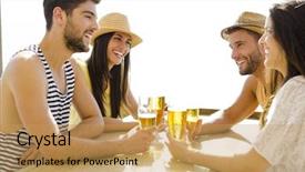  Presentation with cold beer - Colorful slide deck enhanced with beer at the beach bar backdrop and a yellow colored foreground