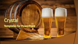  Presentation with glasses - Colorful slide deck enhanced with beer barrel - two glasses of lager backdrop and a tawny brown colored foreground