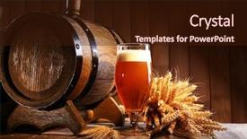  Presentation with beer pong table - PPT theme consisting of beer barrel with beer glass background and a wine colored foreground