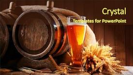  Presentation with beer pong table - PPT theme with beer barrel with beer glass background and a wine colored foreground