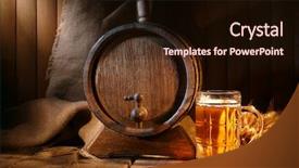 Presentation with beer pong table - Theme having beer barrel with beer glass background and a wine colored foreground