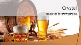  Presentation with beer - PPT layouts having beer barrel with beer glasses background and a light gray colored foreground