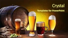  Presentation with beer - PPT theme having beer barrel with beer glasses background and a wine colored foreground