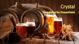  Presentation with beer - PPT theme enhanced with beer barrel with beer glasses background and a tawny brown colored foreground