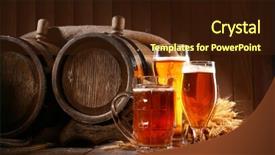  Presentation with beer bar pub tap counter - PPT theme with beer barrel with beer glasses background and a wine colored foreground