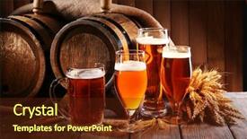  Presentation with beer - Theme enhanced with beer barrel with beer glasses background and a tawny brown colored foreground