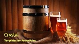  Presentation with beer - Cool new slides with beer barrel with beer glasses backdrop and a tawny brown colored foreground