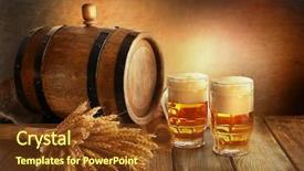  Presentation with beer pong table - PPT theme having beer barrel with beer glasses background and a tawny brown colored foreground