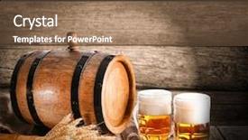 Presentation with beer pong table - PPT theme with beer barrel with beer glasses background and a violet colored foreground