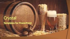  Presentation with beer hops - Presentation theme featuring beer barrel with hops background and a tawny brown colored foreground