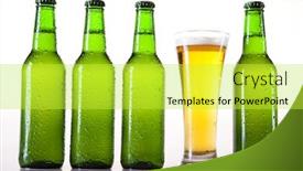  Presentation with beer bottle - Audience pleasing PPT theme consisting of beer bottle and glass backdrop and a yellow colored foreground