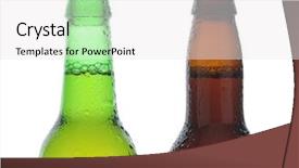  Presentation with green chemistry dropper bottles - PPT theme featuring beer bottle covered with condensation background and a white colored foreground