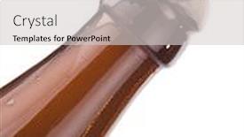  Presentation with beer bottle - Slides enhanced with beer bottle with open cap and froth coming out isolated on white background and a light gray colored foreground