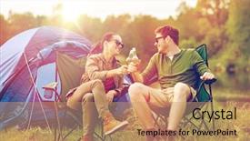  Presentation with campsite - Colorful slides enhanced with beer bottles at campsite tent backdrop and a coral colored foreground