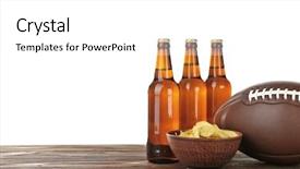  Presentation with snack food - Audience pleasing slide set consisting of beer bottles ball and snack backdrop and a white colored foreground