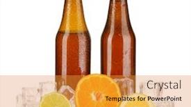  Presentation with monarch butterfly isolated on white - Slide deck consisting of beer bottles in ice isolated on white background and a gold colored foreground