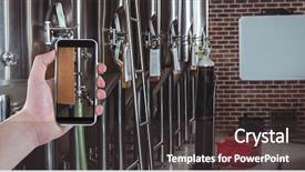  Presentation with brewery - Presentation having beer brewing - hand taking picture through smart background and a dark gray colored foreground