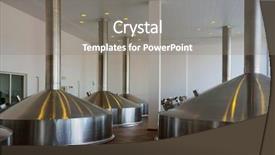  Presentation with industrial textile industry yarn spools - Theme with beer-brewing tanks in industrial background and a gray colored foreground