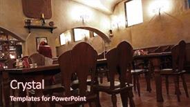  Presentation with interior design - PPT theme consisting of beer-cafe-interior-design background and a wine colored foreground