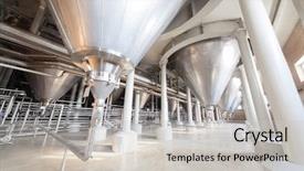  Presentation with brewery - Presentation theme with beer factory - equipment for the brewery large background and a light gray colored foreground