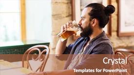  Presentation with alcohol energy drinks - PPT layouts consisting of beer from glass at bar background and a red colored foreground
