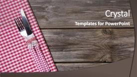  Presentation with knives - Cool new PPT theme with beer garden - knives and forks in red backdrop and a dark gray colored foreground