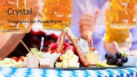  Presentation with beer garden - Presentation design consisting of beer garden restaurant in bavaria background and a gold colored foreground