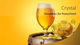  Presentation with potato chips - Presentation theme with beer-glass-and-potato-chips background and a  colored foreground