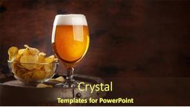  Presentation with potato chips - Presentation theme featuring beer-glass-and-potato-chips background and a wine colored foreground