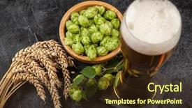  Presentation with beer - PPT theme with beer glass on dark background background and a tawny brown colored foreground