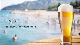  Presentation with bar - PPT layouts consisting of beer glass on the bar background and a sky blue colored foreground