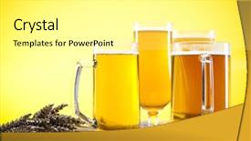  Presentation with teal and yellow music wallpaper - Beautiful presentation theme featuring beer glass with yellow background backdrop and a  colored foreground