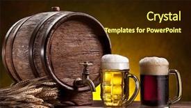  Presentation with oak barrel - Slide deck having beer glasses old oak barrel background and a wine colored foreground