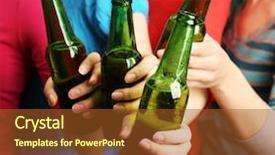  Presentation with beer - Presentation theme consisting of beer in female hands closeup background and a tawny brown colored foreground