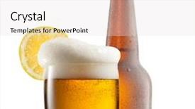  Presentation with beer bottle - Colorful slide set enhanced with beer in glass with lemon and bottle isolated on white backdrop and a light gray colored foreground