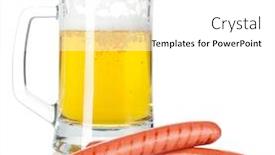  Presentation with sausages - Theme consisting of beer mug and grilled sausages background and a white colored foreground