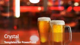  Presentation with empty of wood table top - Slides having beer on a wooden table background and a  colored foreground