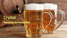  Presentation with beer - Beautiful PPT theme featuring beer on wooden background backdrop and a tawny brown colored foreground