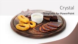  Presentation with deep - Cool new PPT theme with beer plate - meats with deep fried calamari rings sausages and dried crust backdrop and a white colored foreground