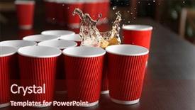  Presentation with beer pong table - Presentation enhanced with beer pong on wooden table background and a tawny brown colored foreground