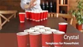  Presentation with beer pong table - Cool new slide set with beer pong on wooden table backdrop and a red colored foreground