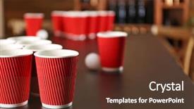  Presentation with beer pong table - PPT theme with beer pong on wooden table background and a  colored foreground