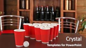  Presentation with beer pong table - Amazing presentation design having beer pong on wooden table backdrop and a  colored foreground
