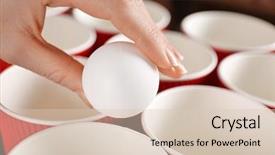  Presentation with woman - PPT layouts consisting of beer pong table - woman hand holding ping ball background and a lemonade colored foreground